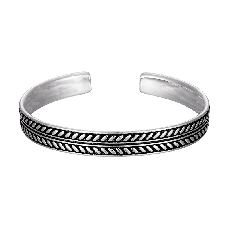 New Arrival Vintage Silver Color Fish Pattern Open Bracelet Bangle Hand Beat Irregular Bracelet For Women Men Jewelry