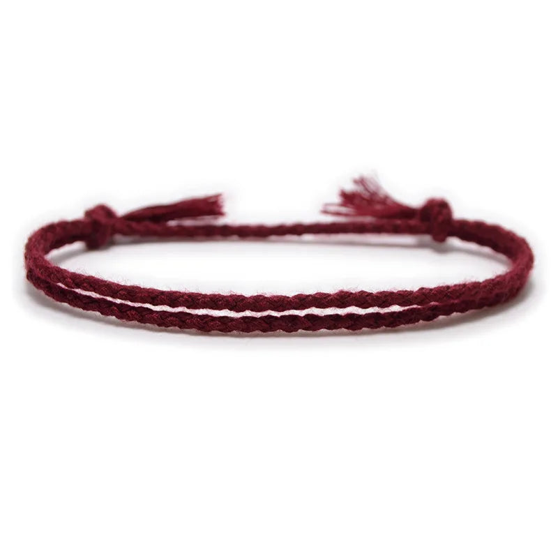 Handmade Woven Lucky Cotton Rope String Bracelet For Men Women Friendship Tassel Thread Bracelets & Bangles