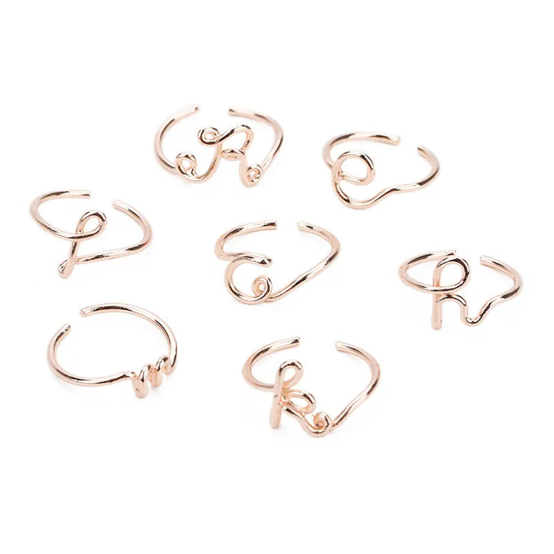 Fashion Golden Silver Color A-Z 26 Letter Initial Name Unisex Ring For Women Men Finger Rings Jewelry Wholesale