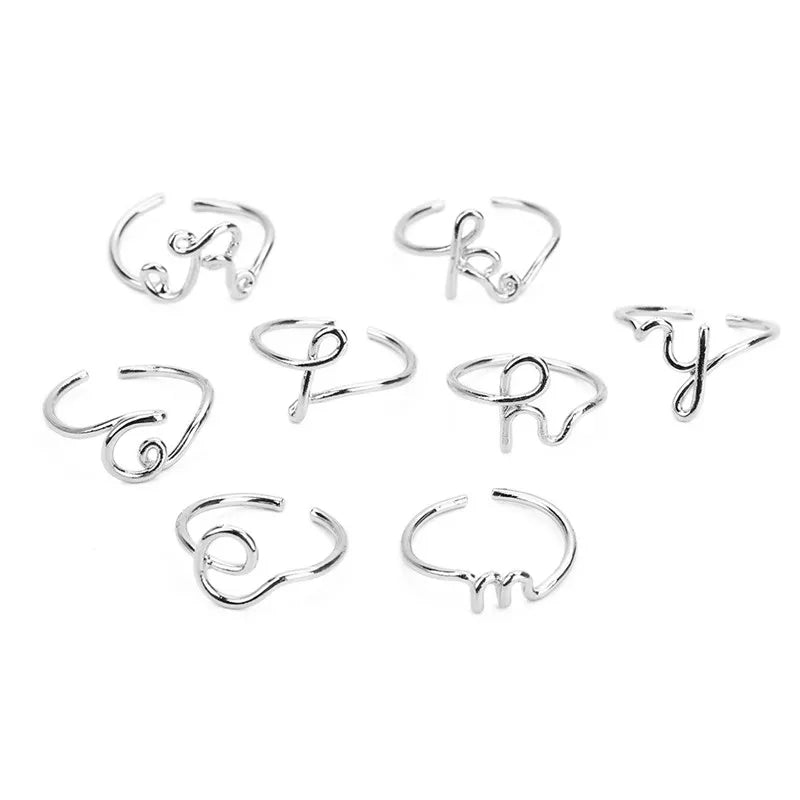 Fashion Golden Silver Color A-Z 26 Letter Initial Name Unisex Ring For Women Men Finger Rings Jewelry Wholesale