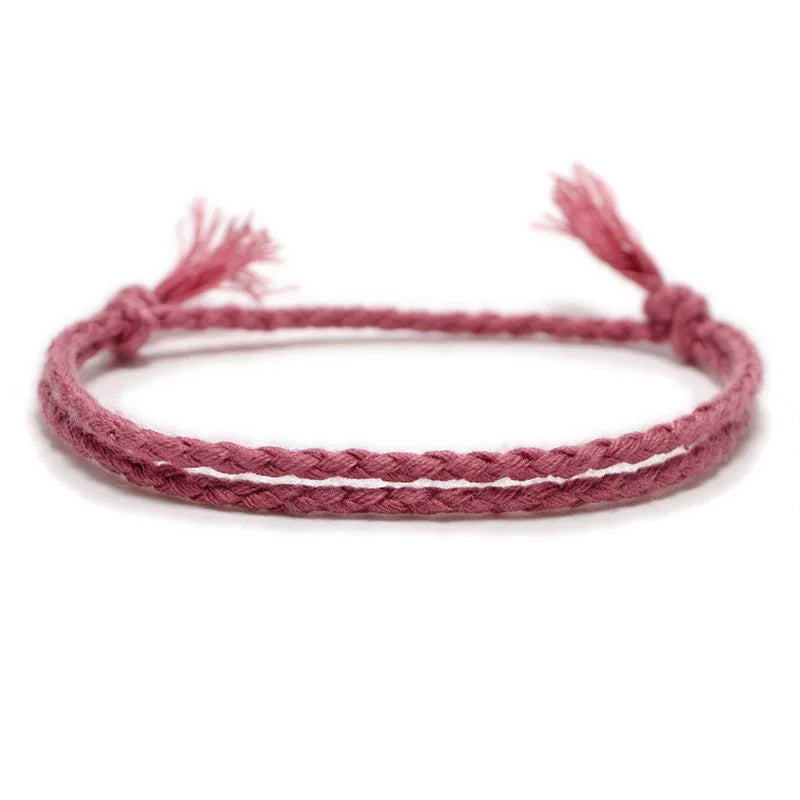 Handmade Woven Lucky Cotton Rope String Bracelet For Men Women Friendship Tassel Thread Bracelets & Bangles