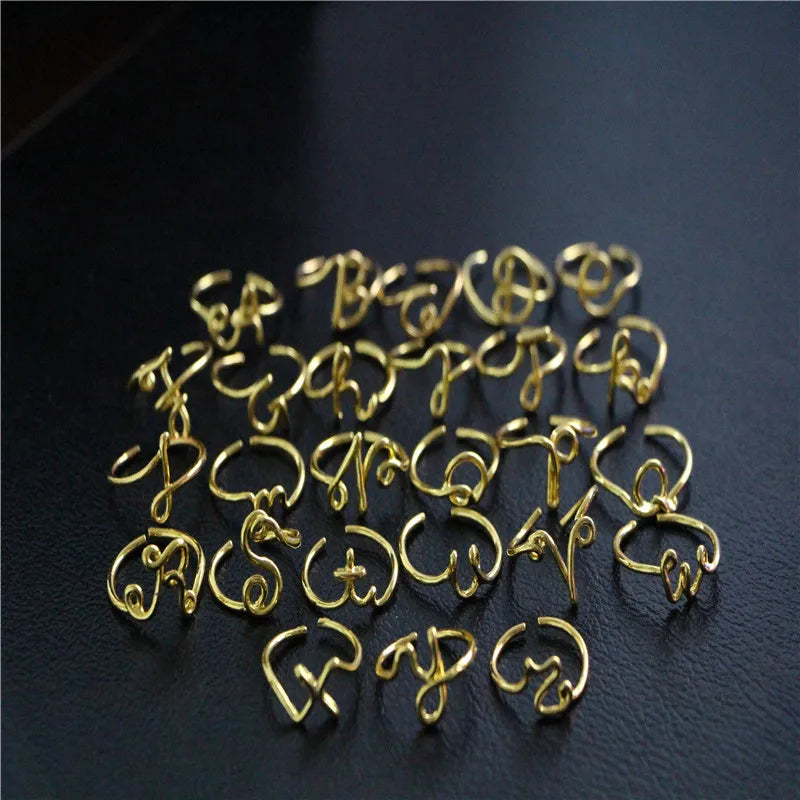 Fashion Golden Silver Color A-Z 26 Letter Initial Name Unisex Ring For Women Men Finger Rings Jewelry Wholesale
