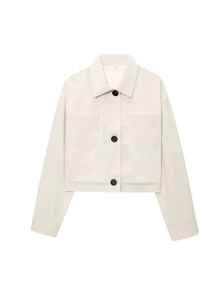 2025 Vintage Casual Chic Women Jackets Solid Turn-down Collar Single Breasted Long Sleeve Coat New Fashion Loose Coats