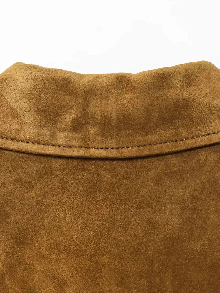 Women's Autumn Winter Reverse Vintage Lapel Pockets Jacket Female Fashion Single-Breasted Street Casual Long Sleeve Coat