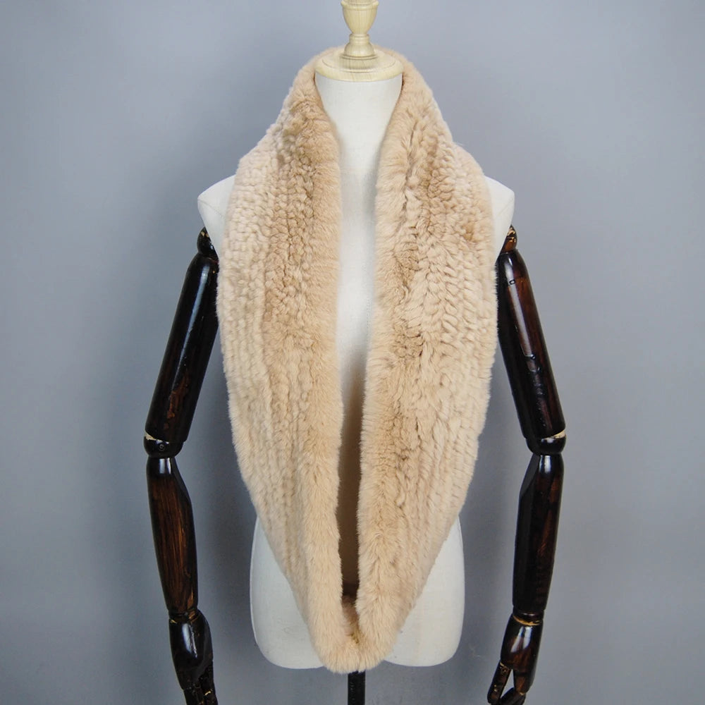 2025 Hot Sale Women New Real Fur Scarf Circle Long Real Fur Scarves Winter Warm Street Fashion Rex Rabbit Fur Muffler