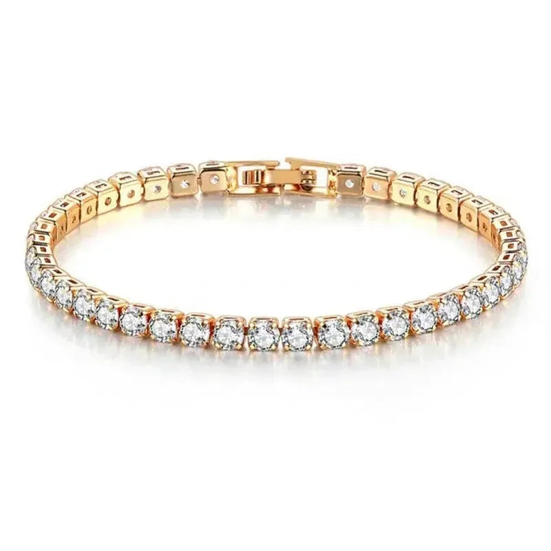 Hip hop trendy new exquisite 925 sterling silver tennis bracelet, gold men's and women's bracelets, crystal jewelry gifts
