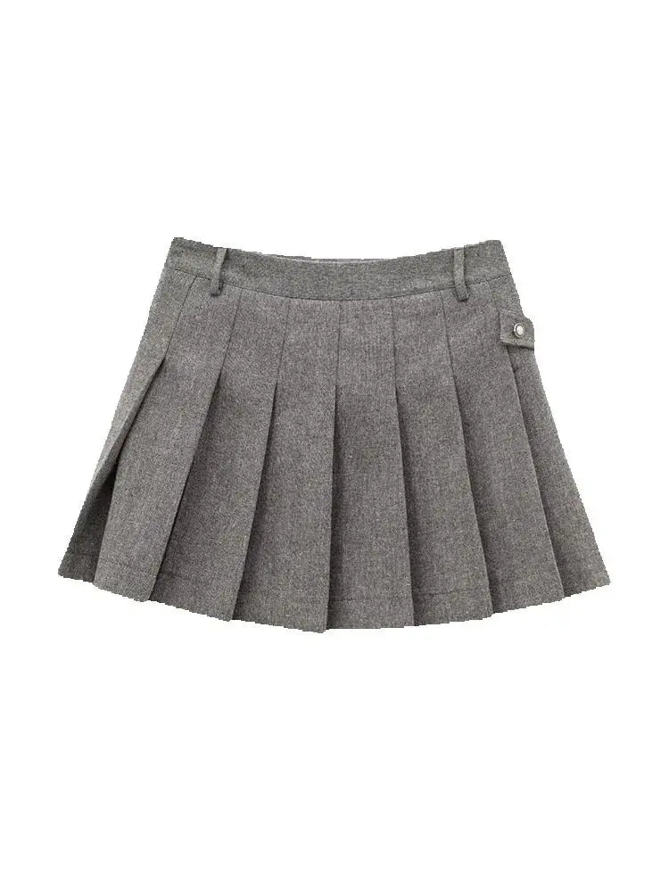 Women Wide Pleated Mini Skirt Sets For Women 2 Pieces Fashion Double Breasted Short Jacket Women 2 Pieces Women Outfit