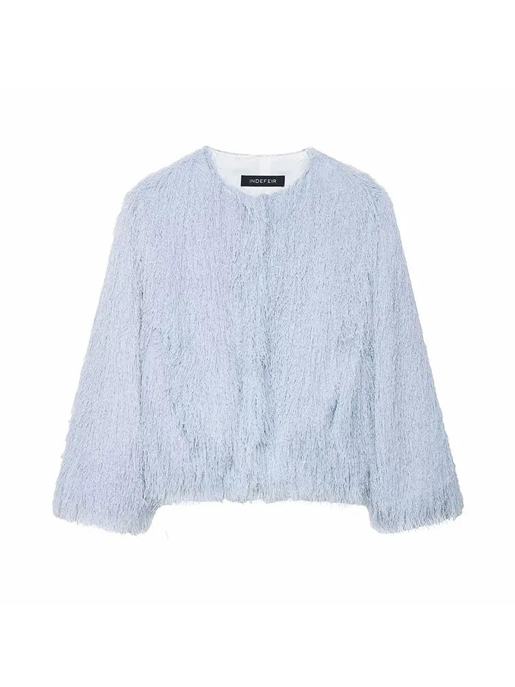 Women Tassel Decoration Short Coats Women's Fashion Wrist Sleeve Jackets for Women Elegant Office Ladies Casual Outerwear ﻿