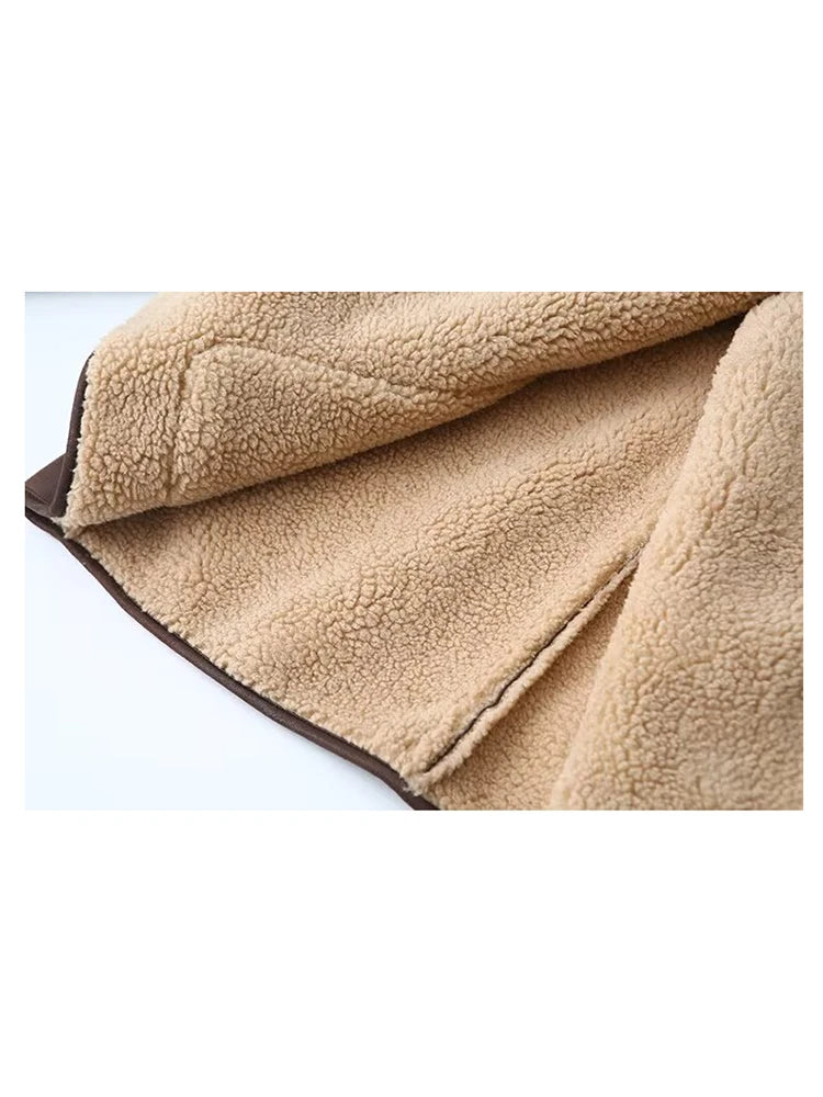 Vintage Casual Women Jackets Artificial Leather Turn-down Collar Single Breasted Loose Thick Coats Fashion Outwears