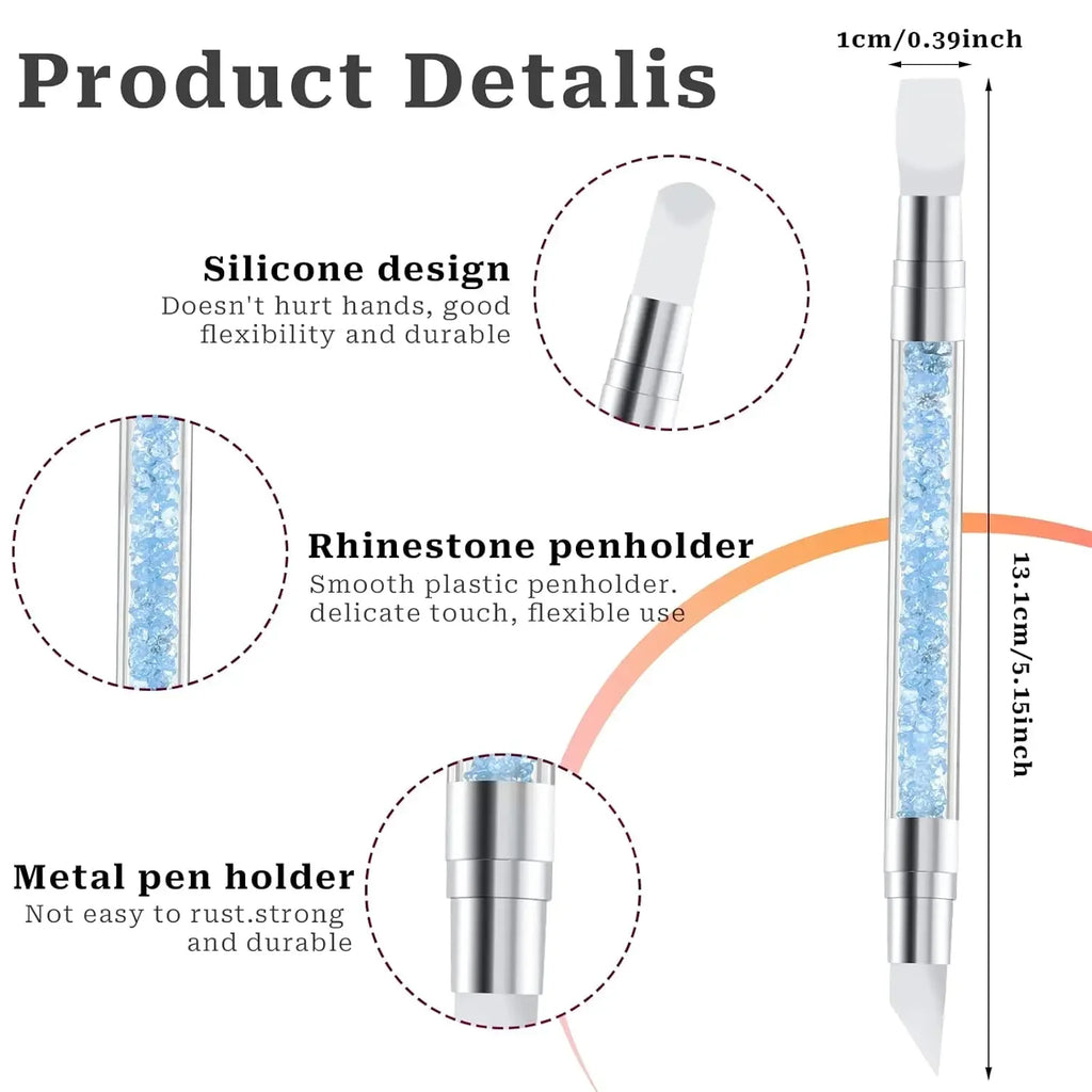 5-Pc Multi-Function Nail Art Pen Set with Dual-Ended Silicone Brushes for Resin, Foil Carving, Drawing, and Shaping.