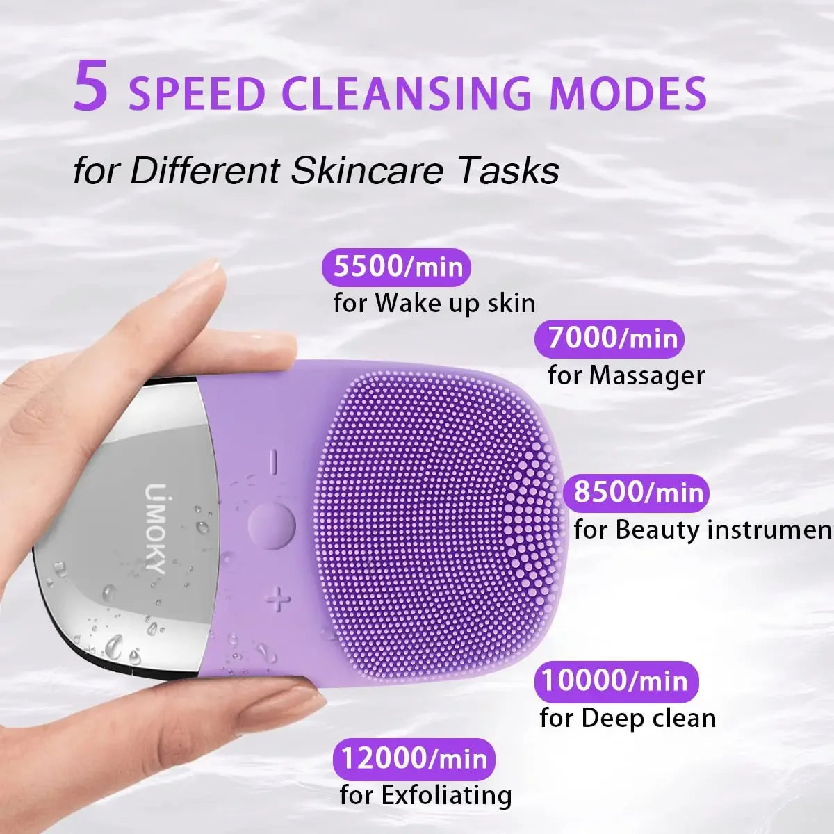 Facial Electric Silicone Cleansing Brush, Ultrasonic Vibration Massage Deep Cleansing Device, USB Rechargeable