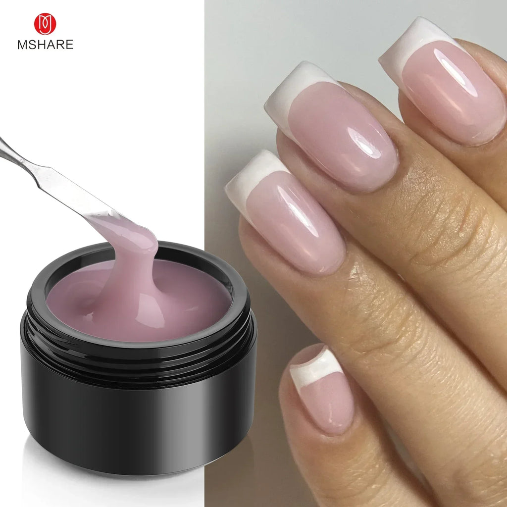 MSHARE 50ml Natural Nails Gel Builder Nalil Self Leveling Gel for Nail Extension Pink Shade UV Led Gel Hema Tpo Free Gel