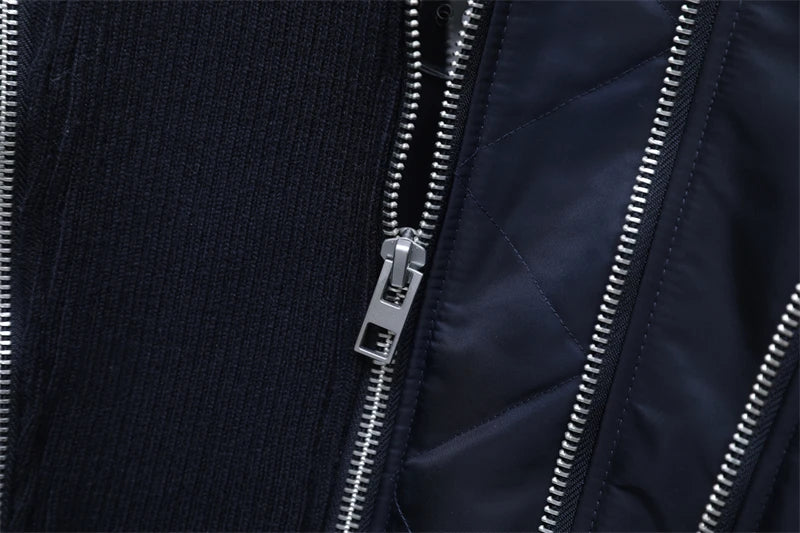 2025 new women's zipper stitching bomber jacket clip cotton jacket stitching women's top