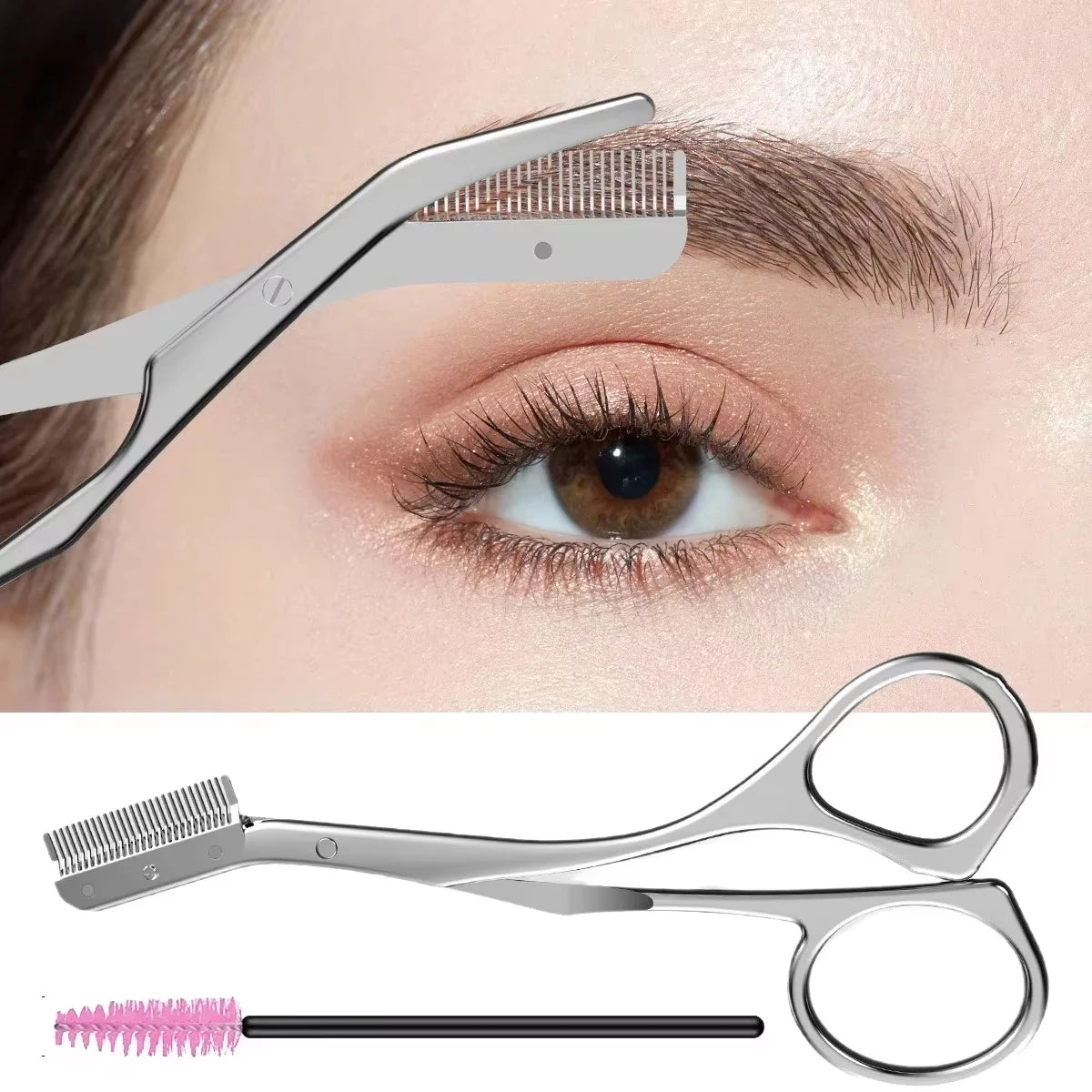Stainless Steel Eyebrow Scissors With Eyebrow Comb High Quality Makeup Scissors Eyebrow Trimming Knife Hair Remover Shaver Tool