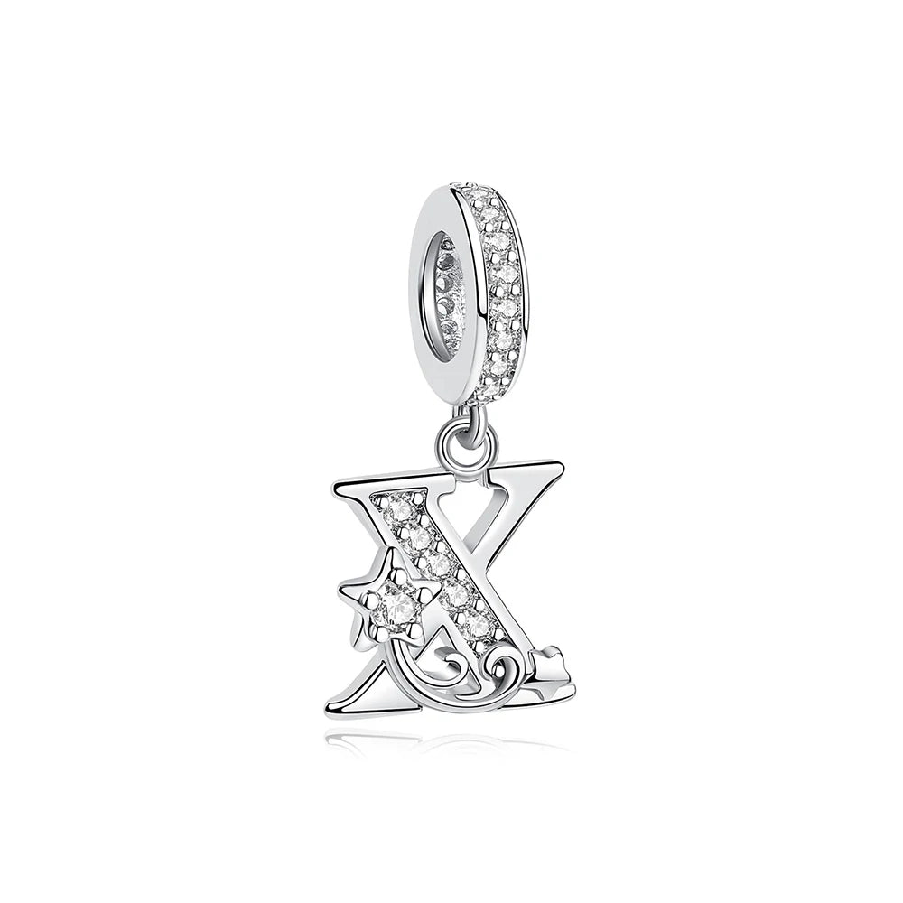 925 Sterling Silver Charms Original Letter Alphabet A-Z Pendant Beads Fit Brand Bracelets Necklaces Diy Jewelry For Women