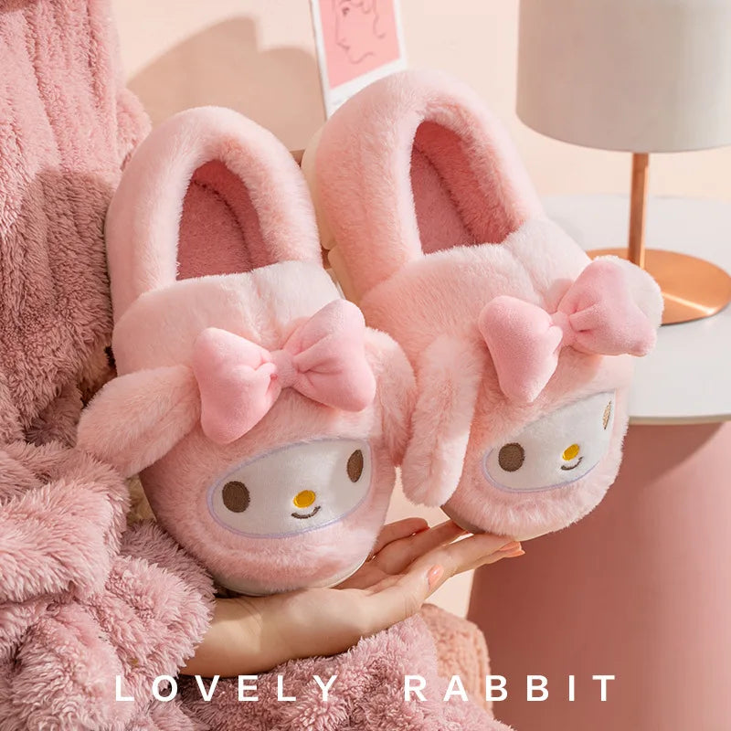 Sanrio My Melody Winter Kawaii Slippers Lovely Cotton Shoes Home Shoes Kuromi Anime Warm Indoor Shoes For Winter Kids Worm Gift