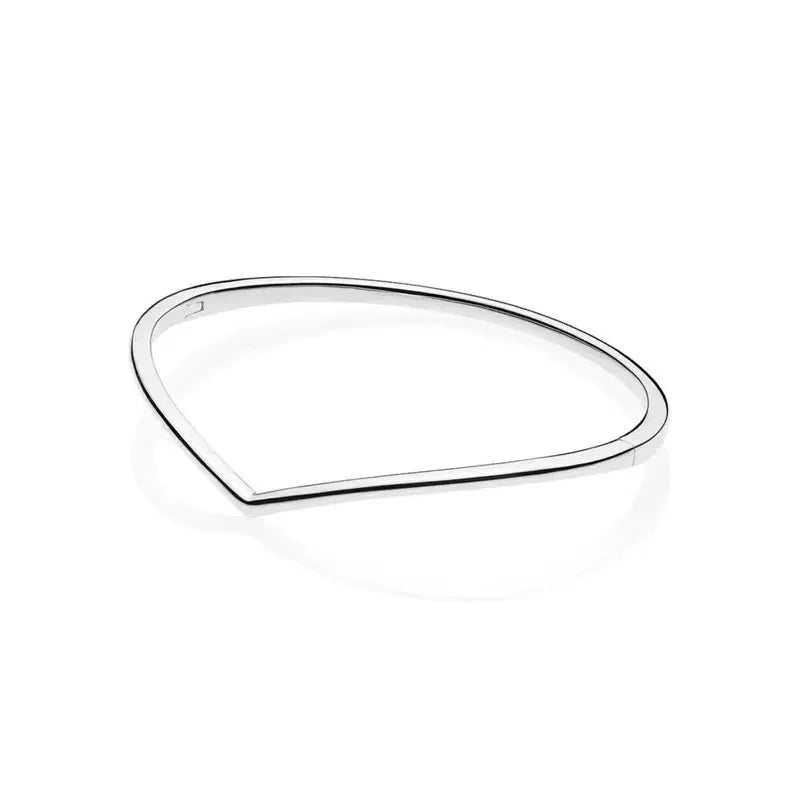 100% 925 sterling silver Elegant temperament heart opening design bow bracelet women's original DIY jewelry accessories gift