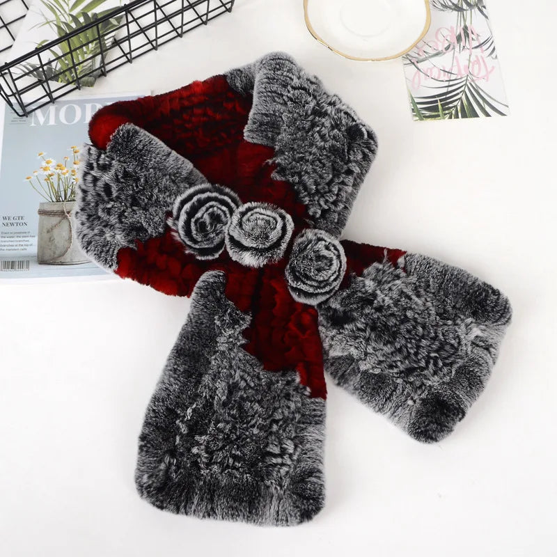 2025 Fashion Lady Genuine Rex Rabbit Fur Scarves Winter Women Real Rex Rabbit Fur Scarf Natural Warm Soft Rex Rabbit Fur Muffler