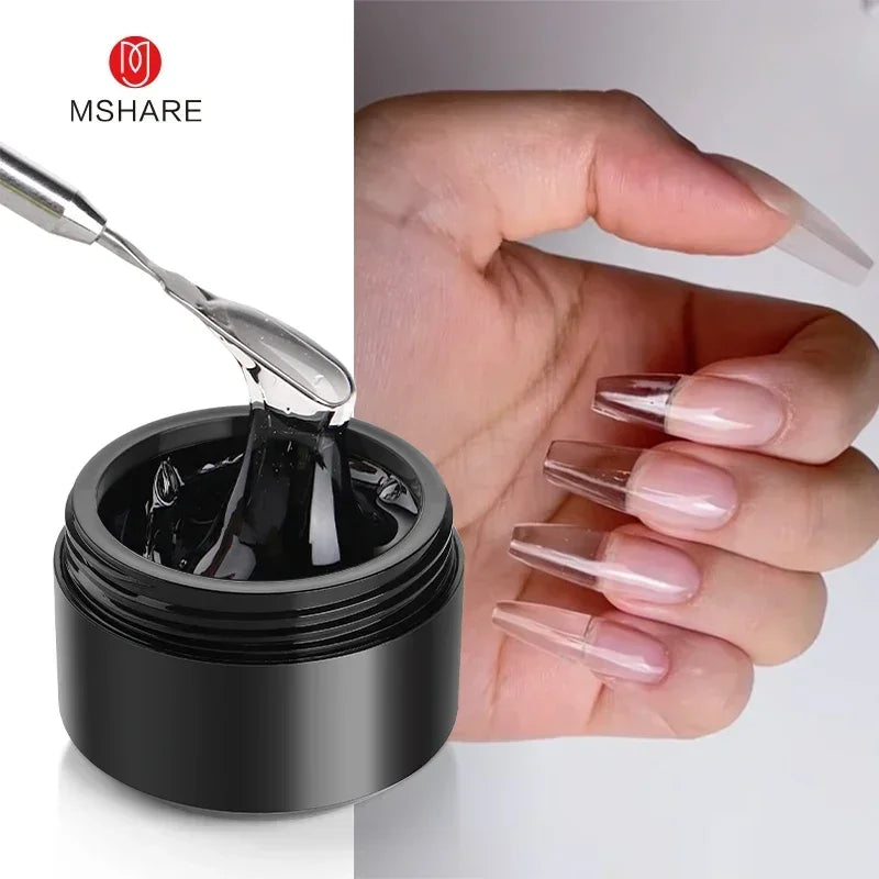 MSHARE 50ml Natural Nails Gel Builder Nalil Self Leveling Gel for Nail Extension Pink Shade UV Led Gel Hema Tpo Free Gel