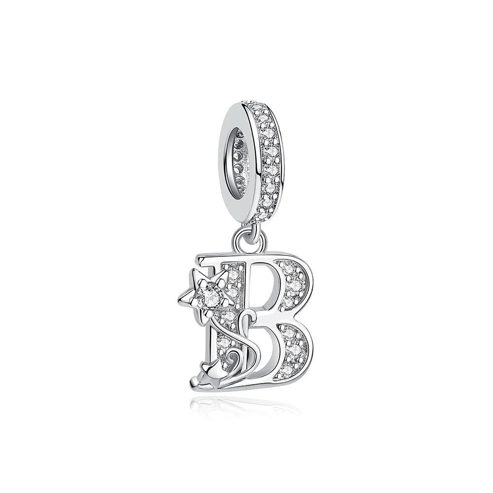 925 Sterling Silver Charms Original Letter Alphabet A-Z Pendant Beads Fit Brand Bracelets Necklaces Diy Jewelry For Women