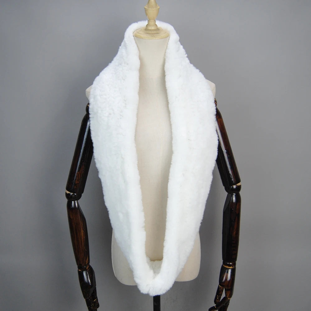 2025 Hot Sale Women New Real Fur Scarf Circle Long Real Fur Scarves Winter Warm Street Fashion Rex Rabbit Fur Muffler