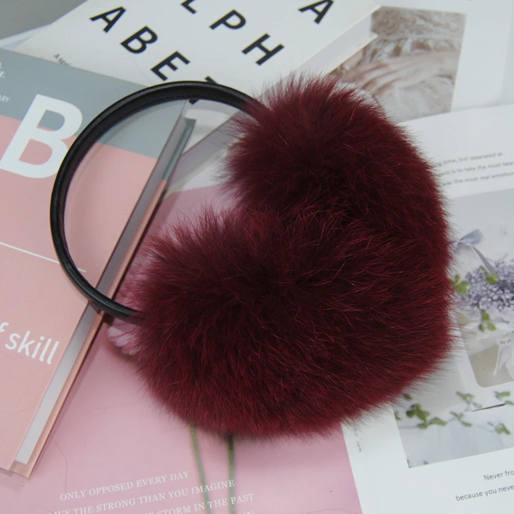 New Style Luxury Ladies Fox Fur Earmuffs Winter Women Warm Real Fox Fur Earmuffs Girl's Earlap Ultra Large Ladies Plush Earmuff
