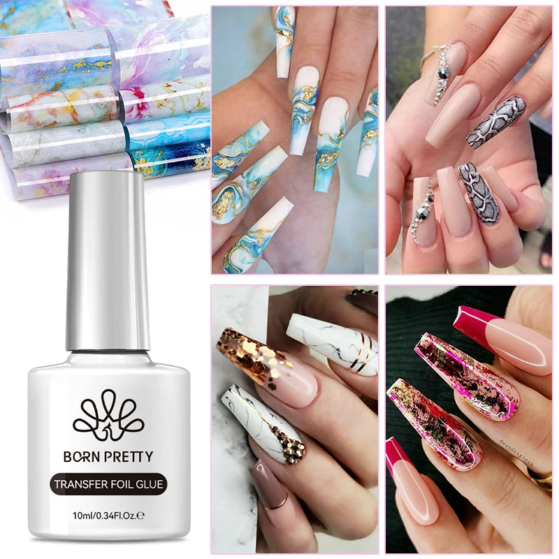 BORN PRETTY Transfer Foil Nail Gel Polish Semi-Permanant Varnish For Adhesive Sticker Nail Glue Soak Off UV LED Gel Nail Art Man