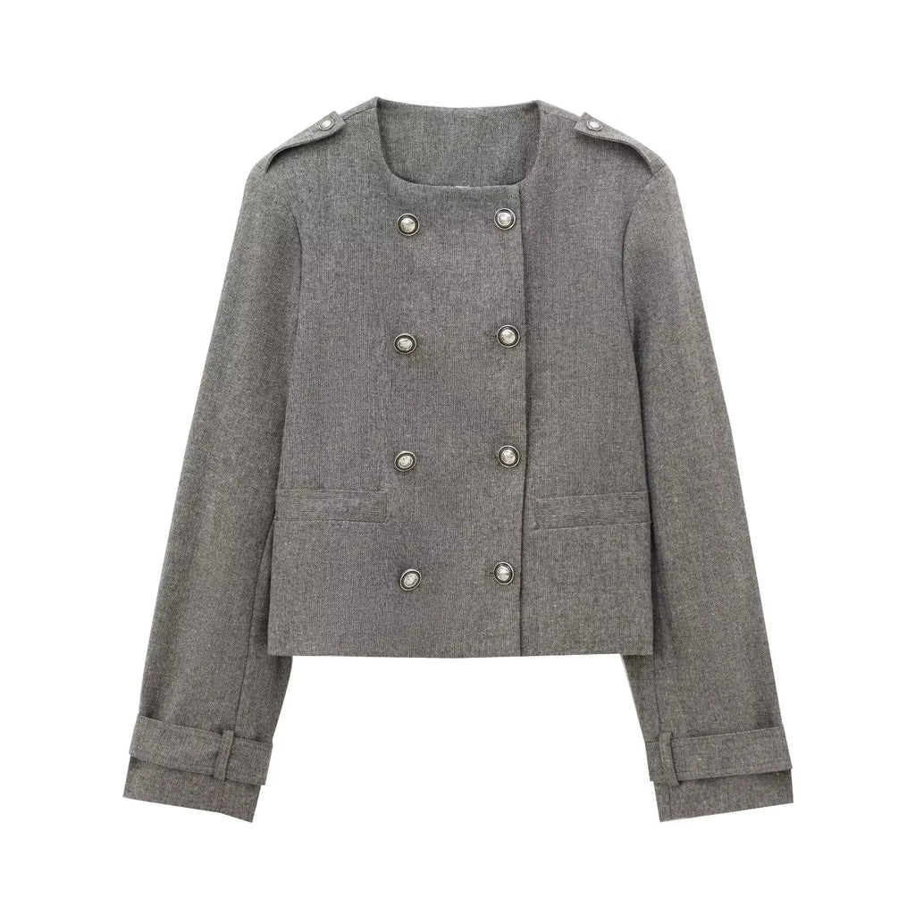 Women Wide Pleated Mini Skirt Sets For Women 2 Pieces Fashion Double Breasted Short Jacket Women 2 Pieces Women Outfit