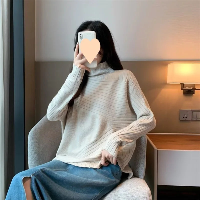 2025 Autumn Winter Women Sweater Turtleneck Cashmere Sweater Women Knitted Pullover Fashion Keep Warm Loose Tops