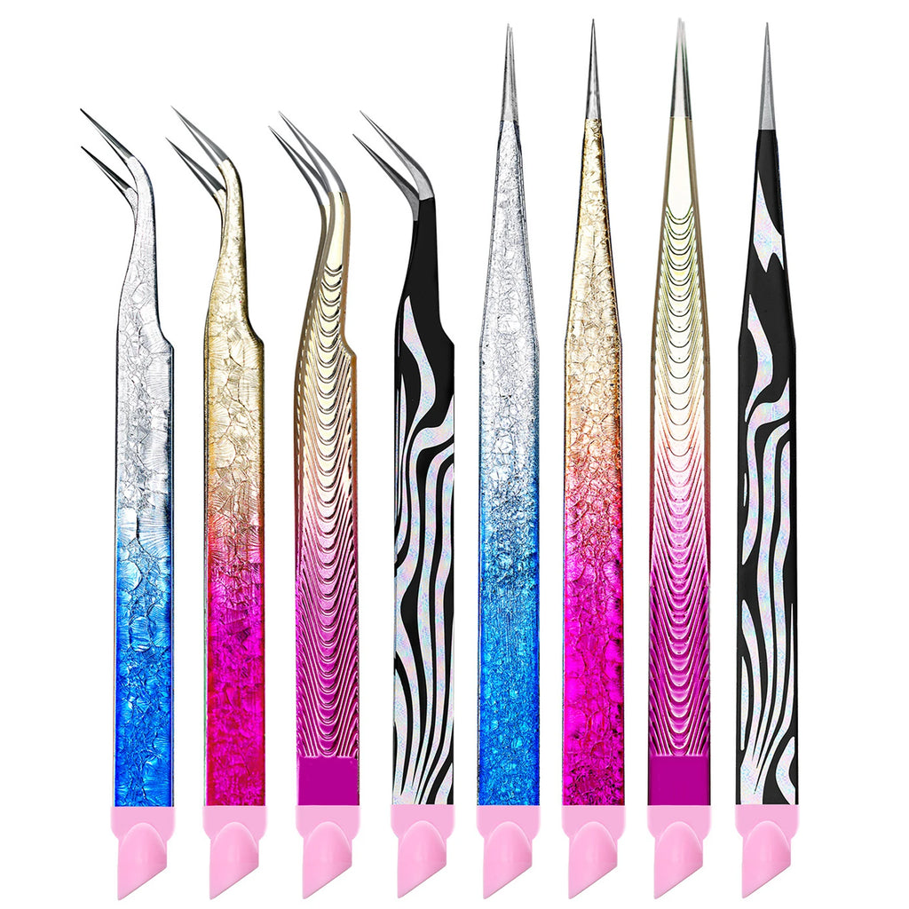 Multi-Purpose Eyelash Extension Tweezers – For False Eyelashes, Nail Stickers & Rhinestones, with Silicone Cushion Tip