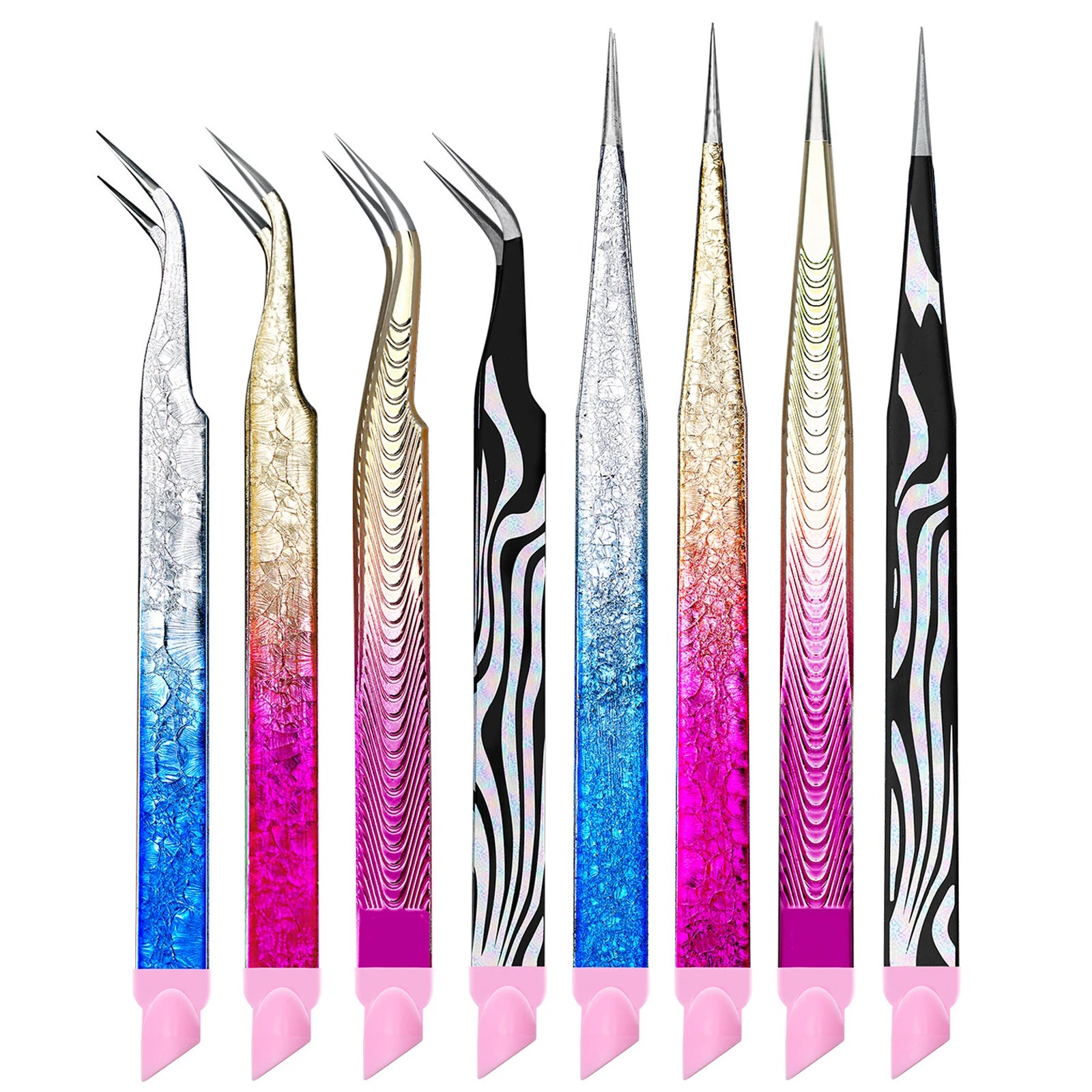 Multi-Purpose Eyelash Extension Tweezers – For False Eyelashes, Nail Stickers & Rhinestones, with Silicone Cushion Tip