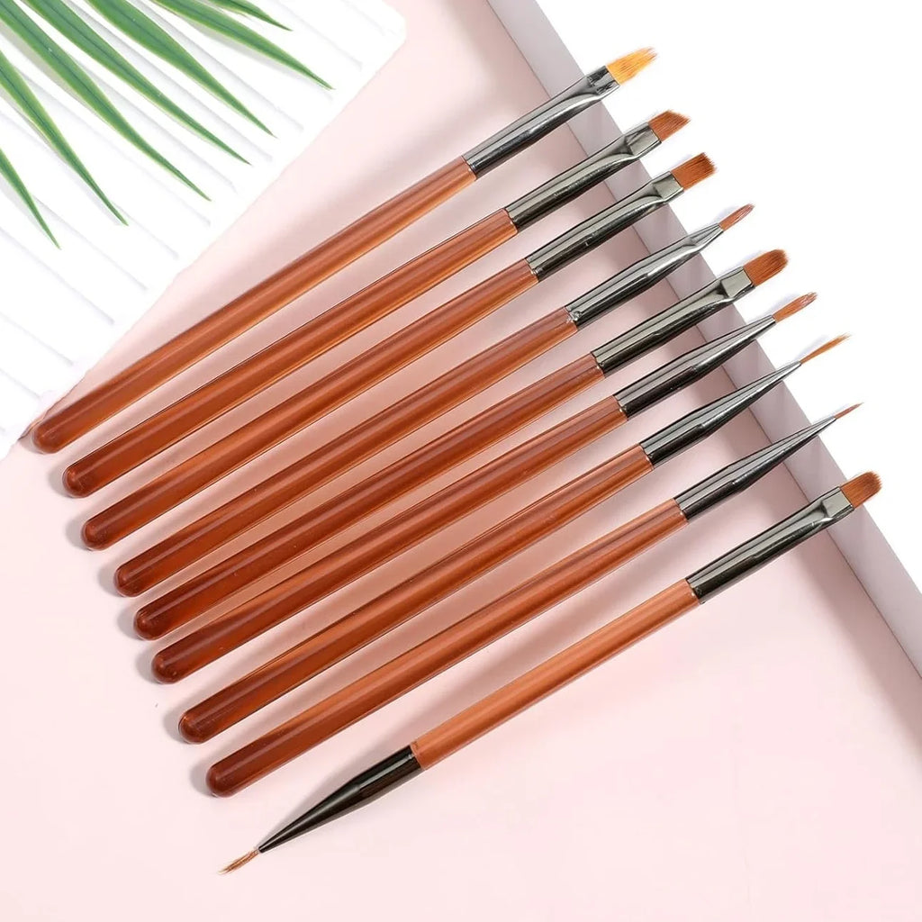 9-Piece Nail Art Brush Set, Nail Design Tool Kit with Acrylic Nail Brushes, Gel Brushes, Nail Art Pens, for Salon and Home Use
