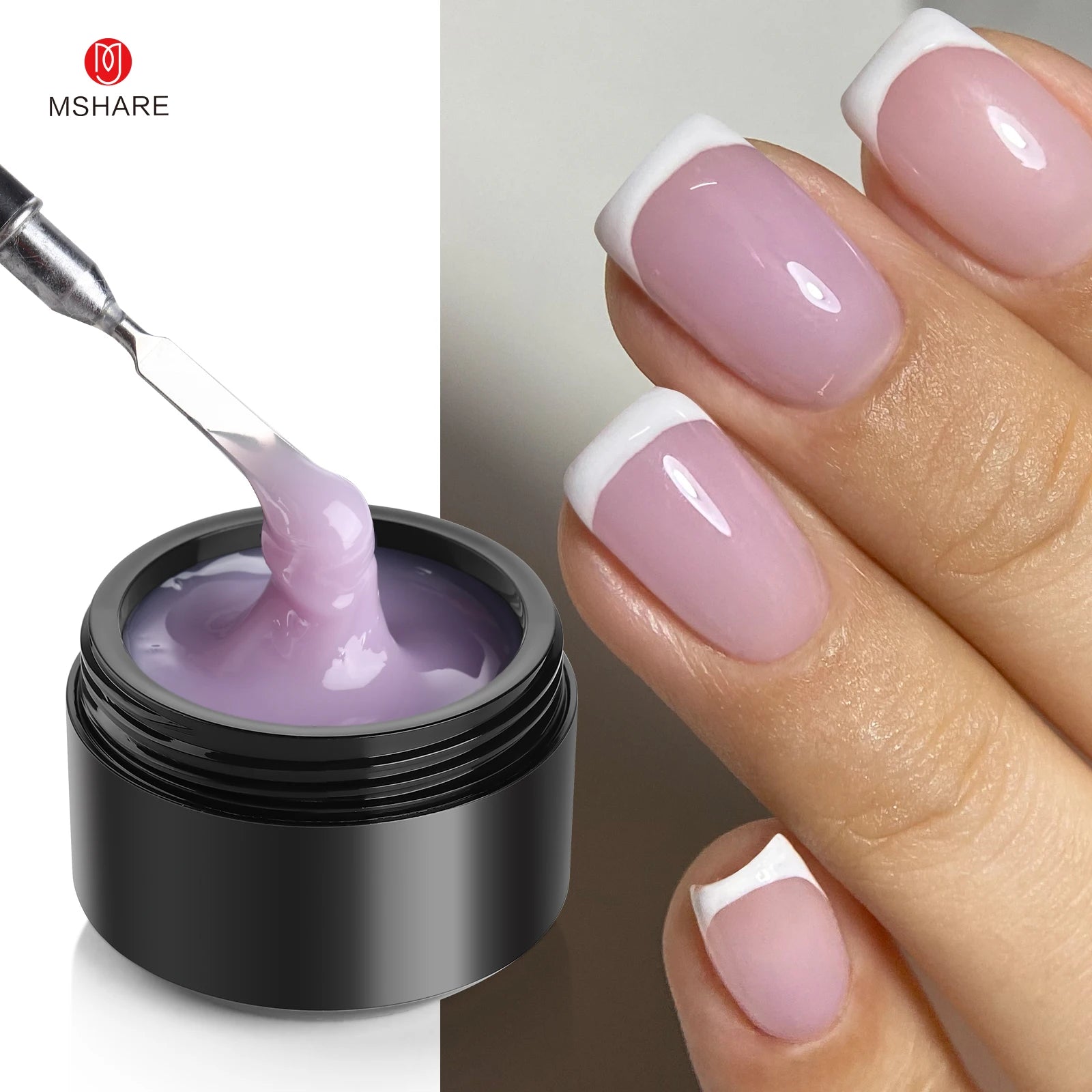 MSHARE 50ml Natural Nails Gel Builder Nalil Self Leveling Gel for Nail Extension Pink Shade UV Led Gel Hema Tpo Free Gel