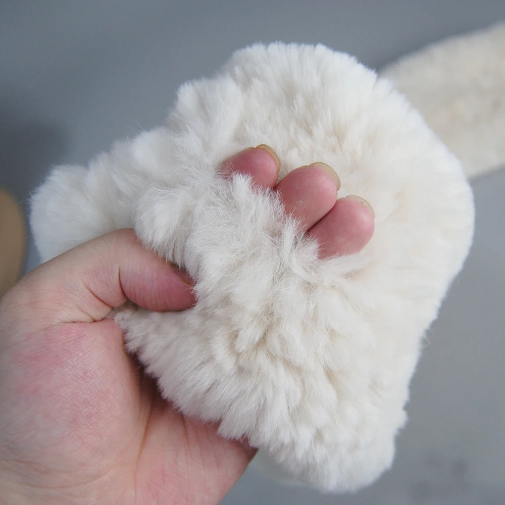 2025 New Fashion Women Real Rex Rabbit Fur Headbands Warm Good Elastic Real Rex Rabbit Fur Scarf Natural Rex Rabbit Fur Scarves