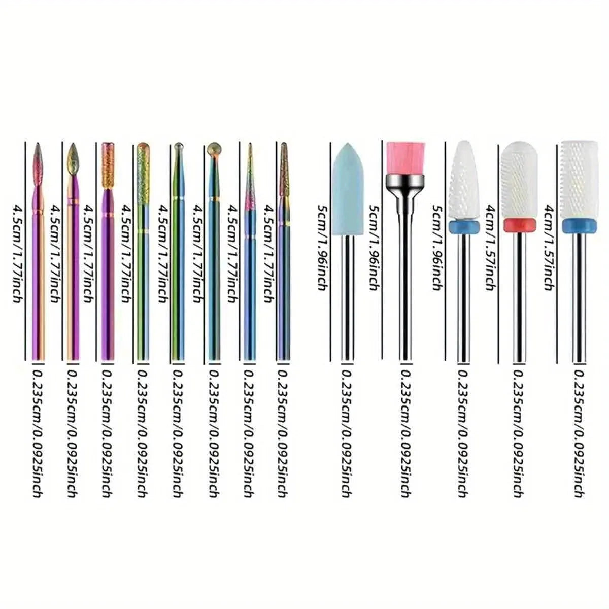 10/11/13/19Pcs/Box Professional Ceramic Nail Drill Bit Set Electric Manicure Nail File Bit For Acrylic Gel Nails And Cuticles