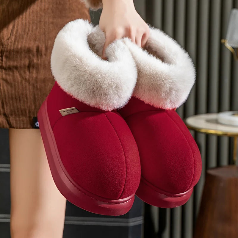 Eyriphy Warm Women Boots Fluffy Fuzzy Women Shoes Memory Foam House Shoes Winter Outdoor Snow Boots Plush Thick Sole Women Boots