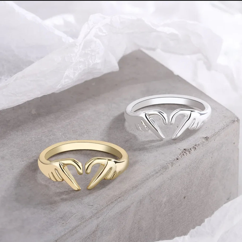 925 Sterling Silver Rings For Women Men Fine Jewelry Finger Adjustable Open Hug Heart Ring For Party Birthday Gift
