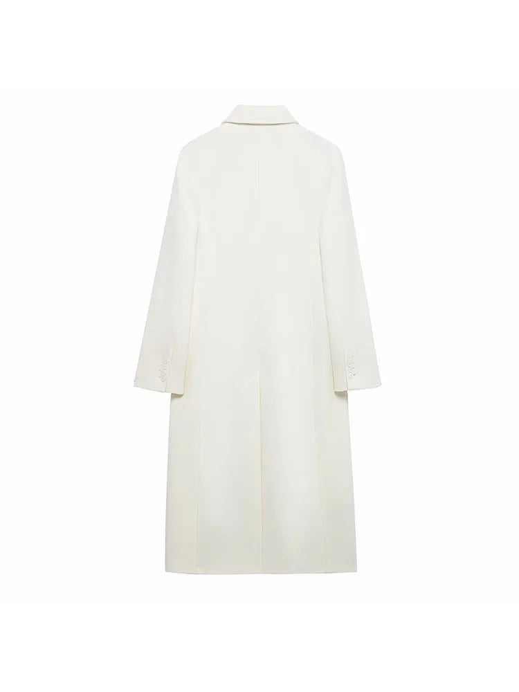 Women Autumn Burgundy Multicolour Wool Blended Overcoat for Women Fashion New Warm Double Breasted Lapel Long Coat Jacket