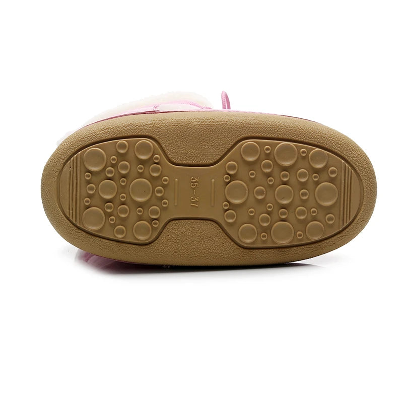 Pink Winter Boots Women Snow Boots Thick Sole Ski Boots Warm Mid-calf Space Boots Slip-resistant Cotton Shoes Free Ship