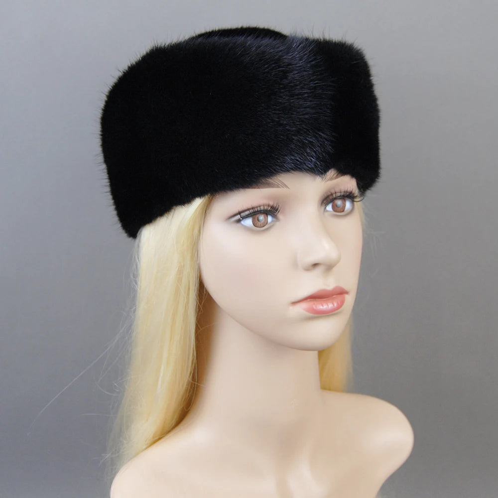2025 Women Winter Elegant European and American Fashion Women Fashion Real Mink Fur Cap 100% Real Natural Whole Fur Mink Fur Hat