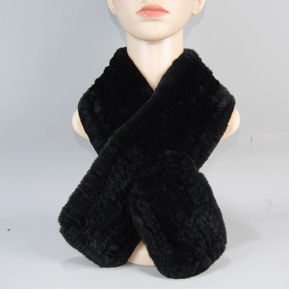 2025 New Fashion Women Real Rex Rabbit Fur Headbands Warm Good Elastic Real Rex Rabbit Fur Scarf Natural Rex Rabbit Fur Scarves