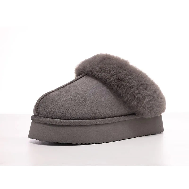 Smile Winter Ladies Slippers Fluffy Lined Warm Slippers Women Non Slip Cosy House Shoes for Indoor and Outdoor Suede Slippers