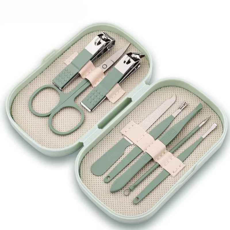 8pcs Manicure Foot Care Kit Including Nail Clippers and Trimming Tools with Portable Storage Box