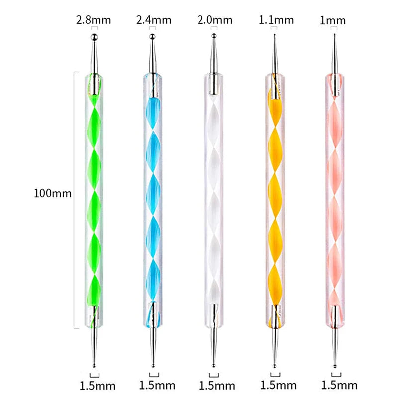 5Pc Nails Art Dotting Pen Acrylic Drawing Liner Supplies Brush Rhinestone Gems Picker UV Gel Painting Manicure Accessoires Tools