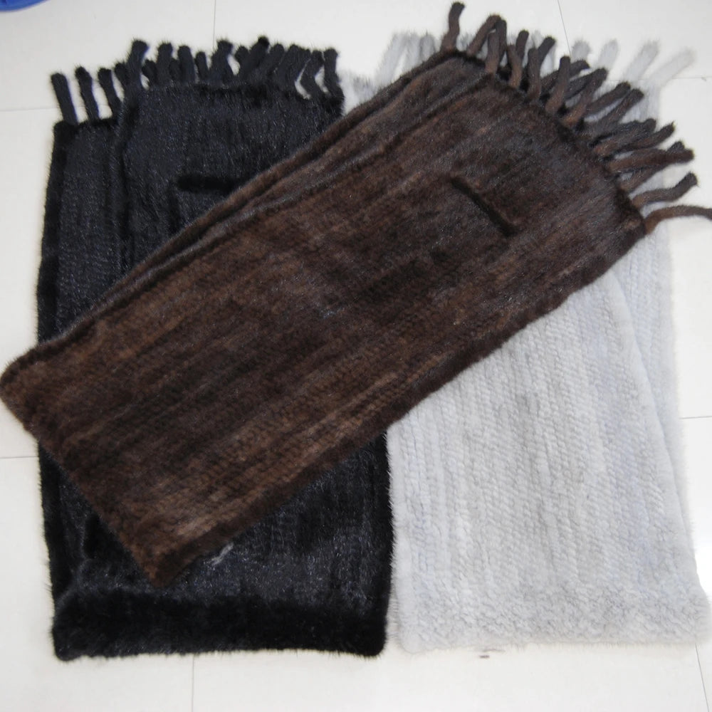 Women's scarf Winter Real Natural Mink Fur Scarf Lady 100% Natural Real Mink Fur Shawl Women Knit Real Mink Fur Pashmina Scarves