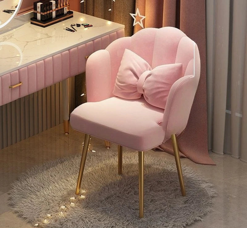 Female makeup chair, simple dressing stool, luxurious backrest, petal chair, dormitory computer chair, free pillow giveaway