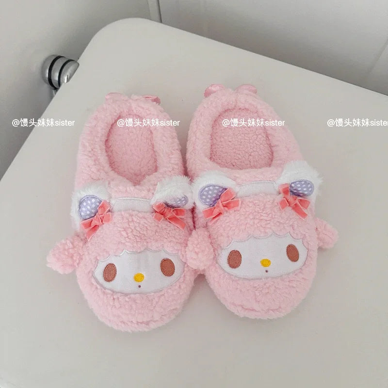 Cute My Sweet Piano Fluffy Home Slippers Adorable Plush Indoor Shoes Cozy Warm Bedroom Slippers for Girls Women Non-slip Flat