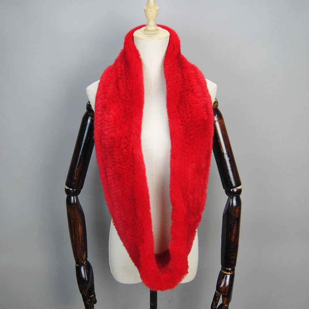 2025 Hot Sale Women New Real Fur Scarf Circle Long Real Fur Scarves Winter Warm Street Fashion Rex Rabbit Fur Muffler