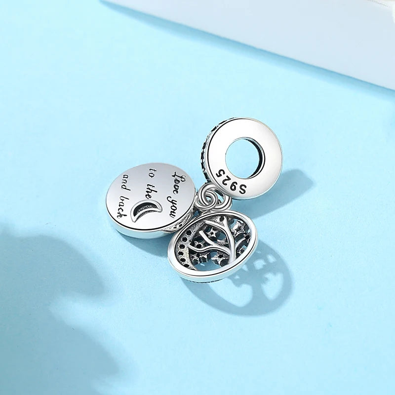 New Original 925 Sterling Silver Charms Star Moon Blue Crystal Glass Beads Fit Brand Bracelets Necklaces Jewelry For Women