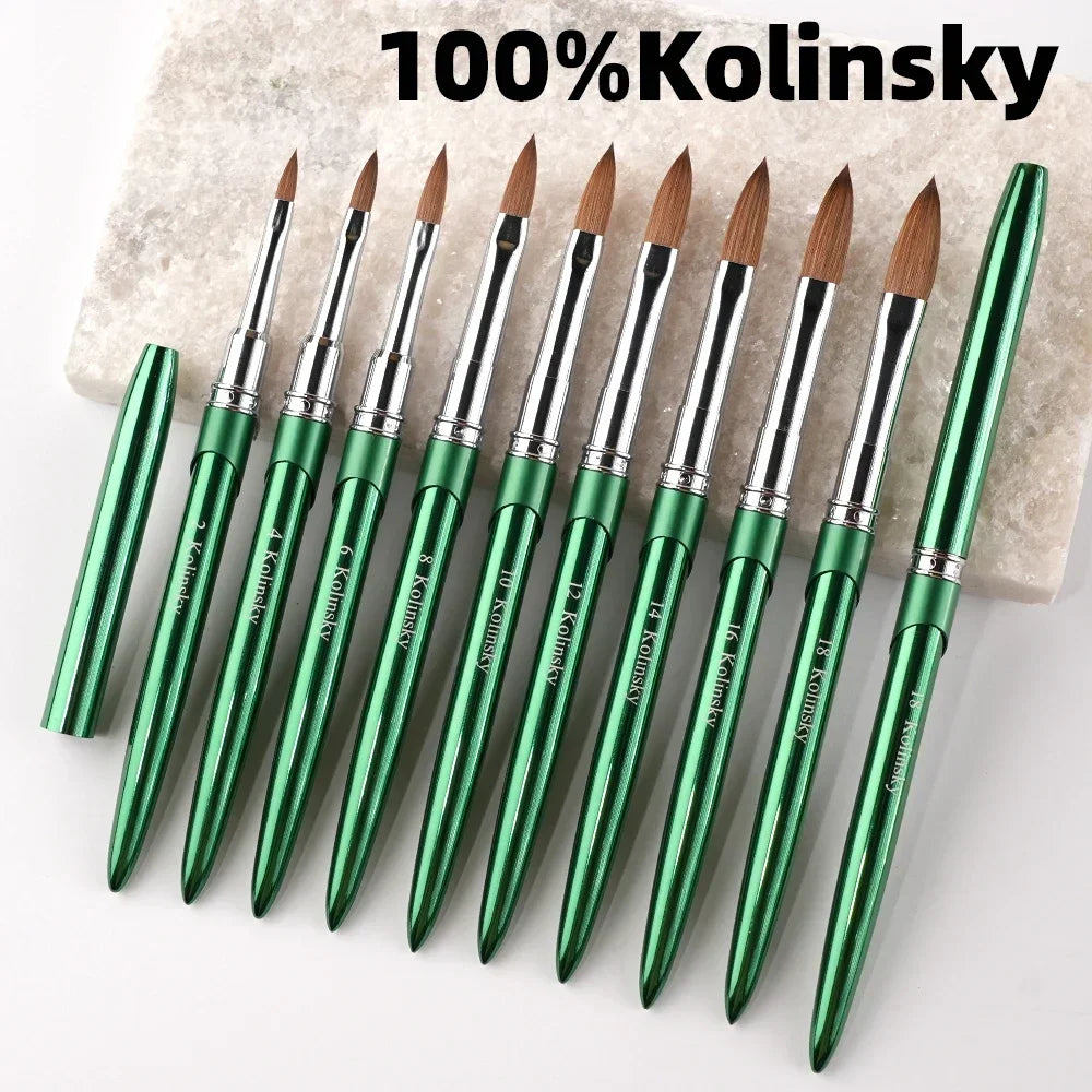 New High Quality Kolinsky Acrylic Nail Brush New Product Metal 100% Pure Kolinsky Brush for Acrylic Nails Sizes 2-18 Nail Tool